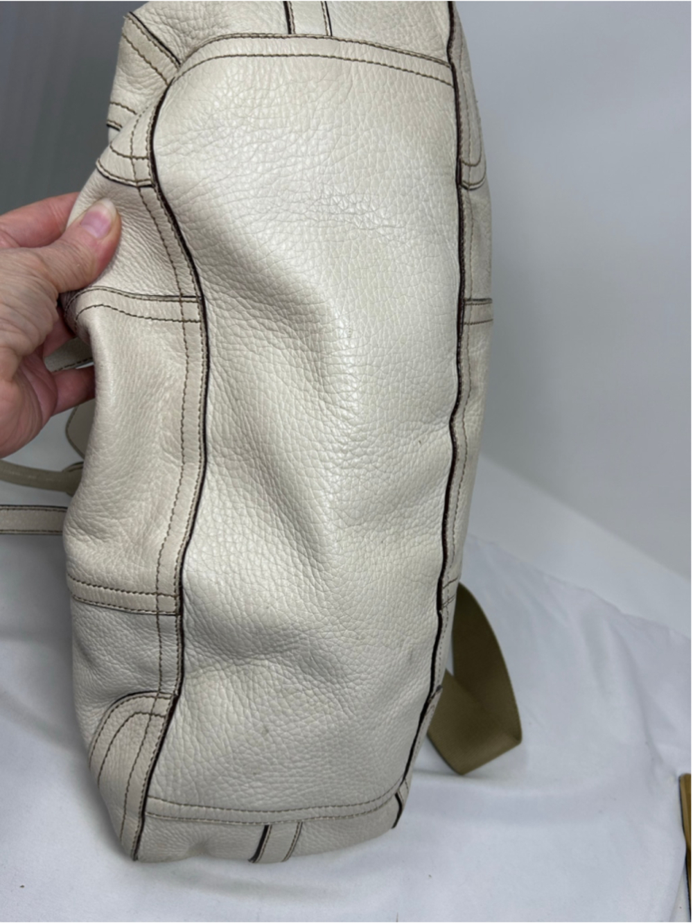 Prada Cervo Antik Leather Satchel Ivory Talco Crossbody Shoulder Bag - Picture 12 of 16